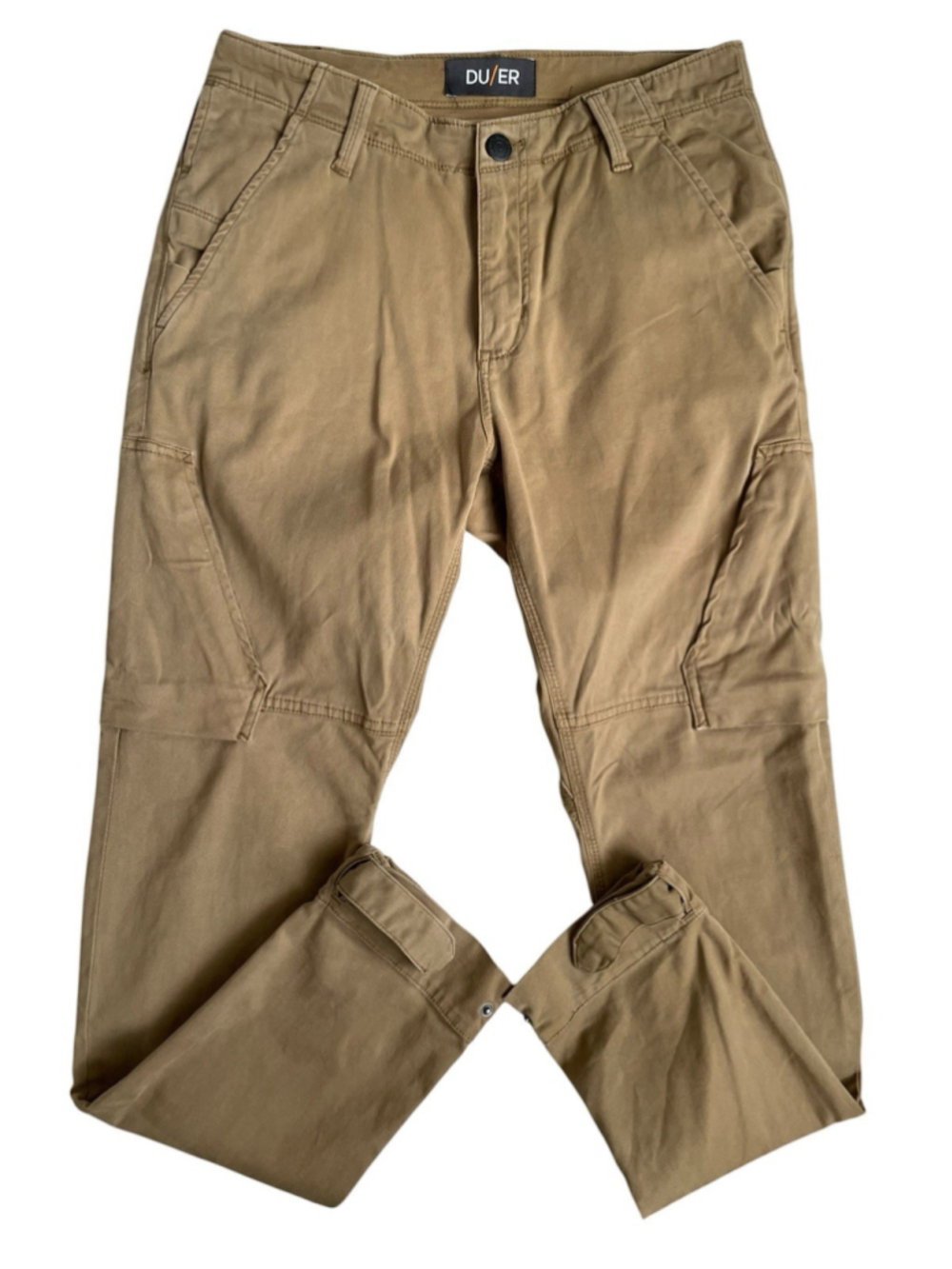 Duer Live Free Adventure Pants Mens 31X30 Khaki Cargo Jogger Performance Stretch